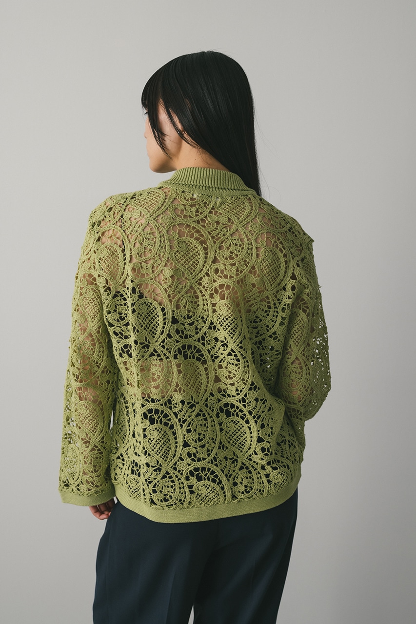 クロシェレースニットシャツ GRN FREE