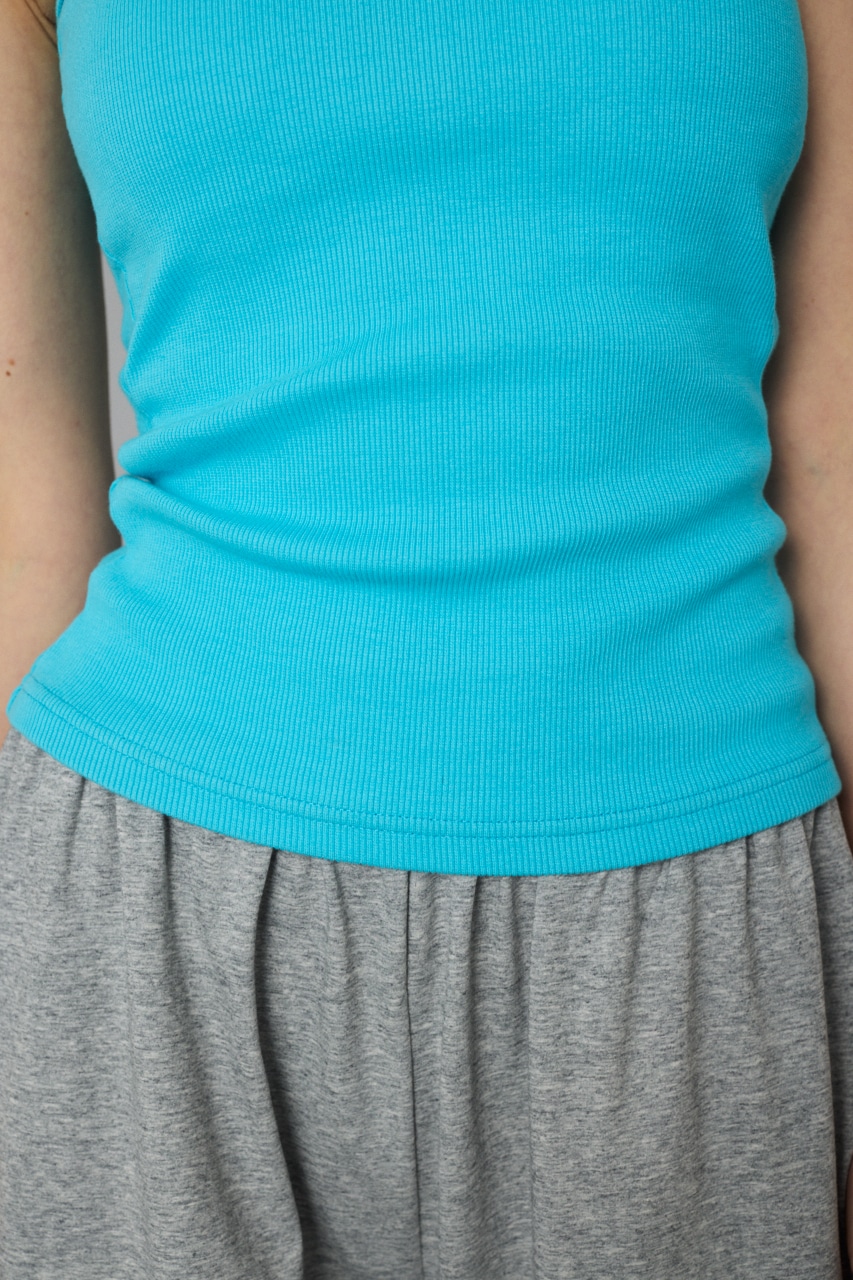 Asymmetry neck tank top L/BLU FREE