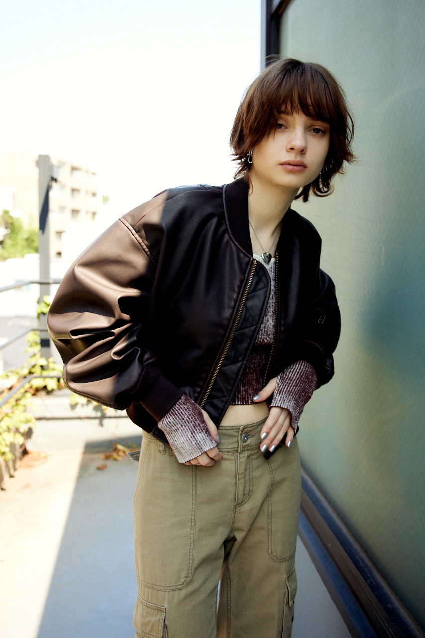 SLY VINTAGE F／LEATHER CROP ブルゾン