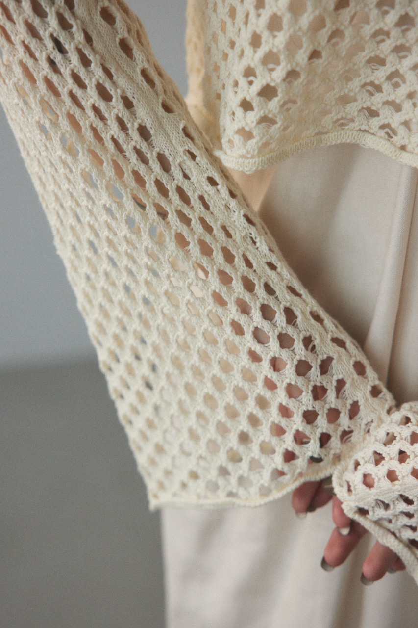 2way mesh knit cardigan WHT FREE
