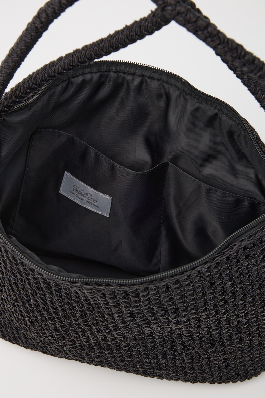 【SHEL'TTER SELECT】2wayハンドルメタリックコード編みバッグ BLK FREE