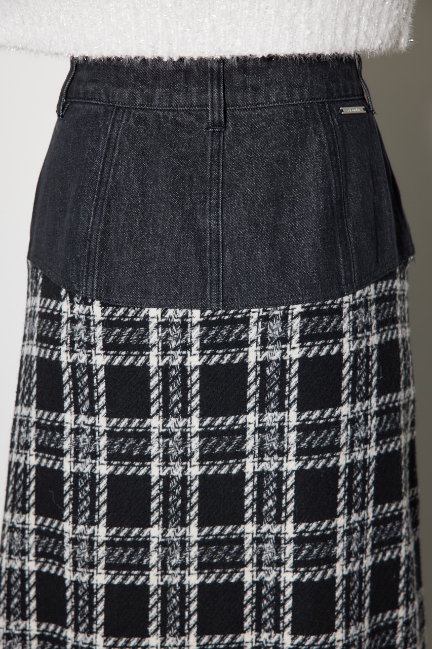 マルチパターンジャストウエストAラインスカート BLK S