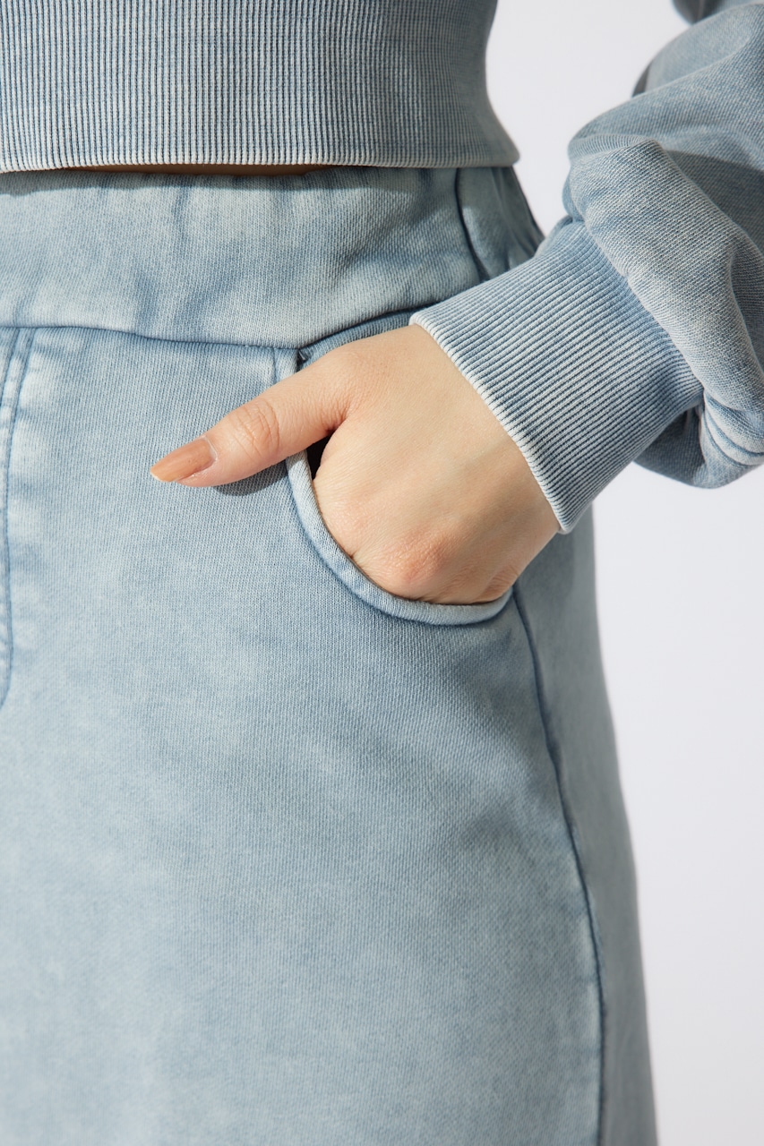 クラッシュスウェットジャストウエストスカート BLU S