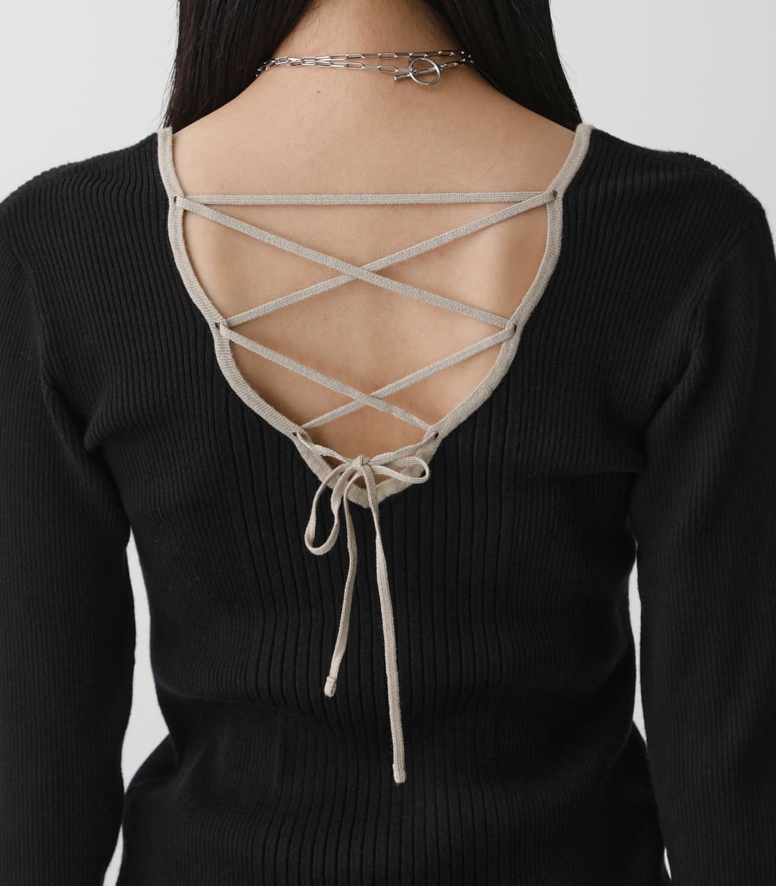 Big Lace-up Knit tops