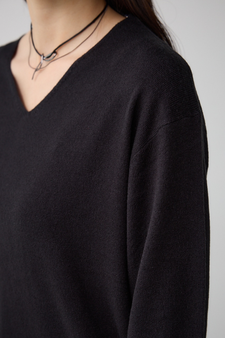 ヌーディー2WAYVネックニットトップス BLK S