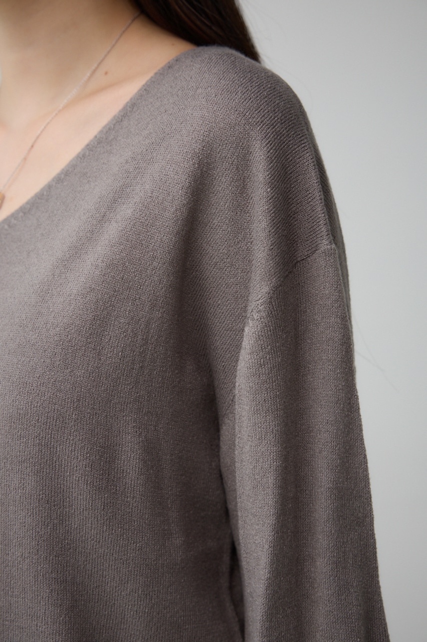 ヌーディー2WAYVネックニットトップス GRY M