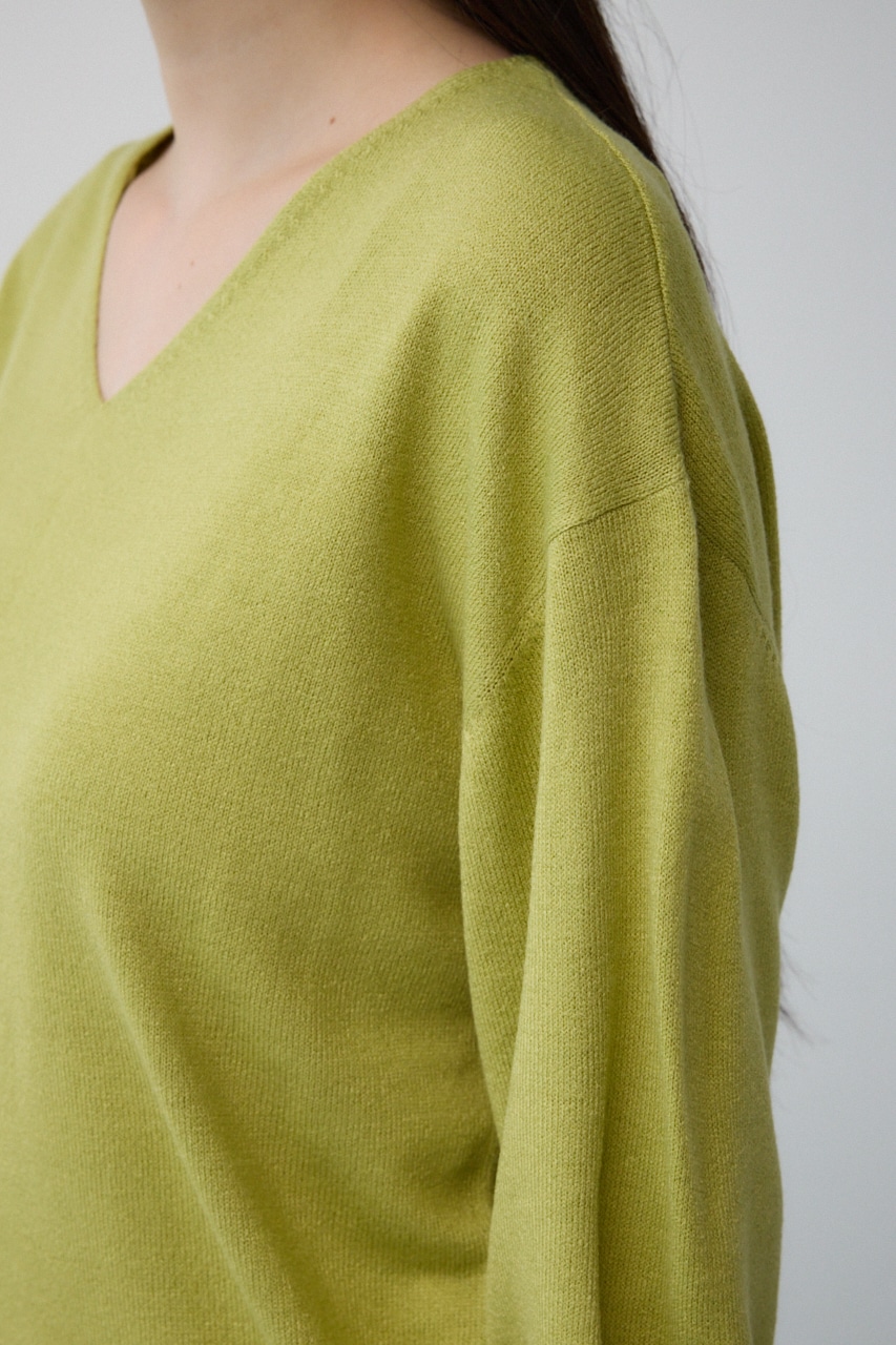ヌーディー2WAYVネックニットトップス LIME S