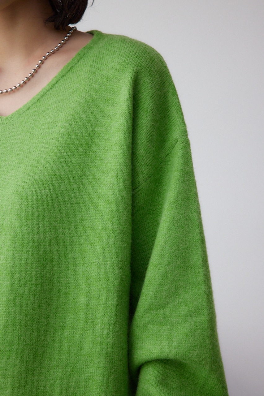 Vネックアソートカラーニットプルオーバー GRN FREE