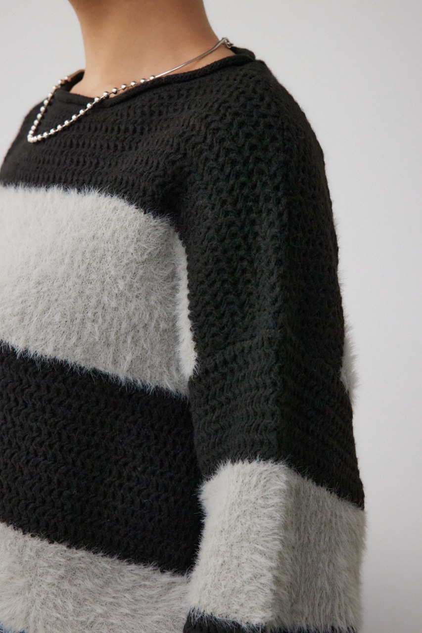 シャギーボーダープルオーバー D/GRY FREE