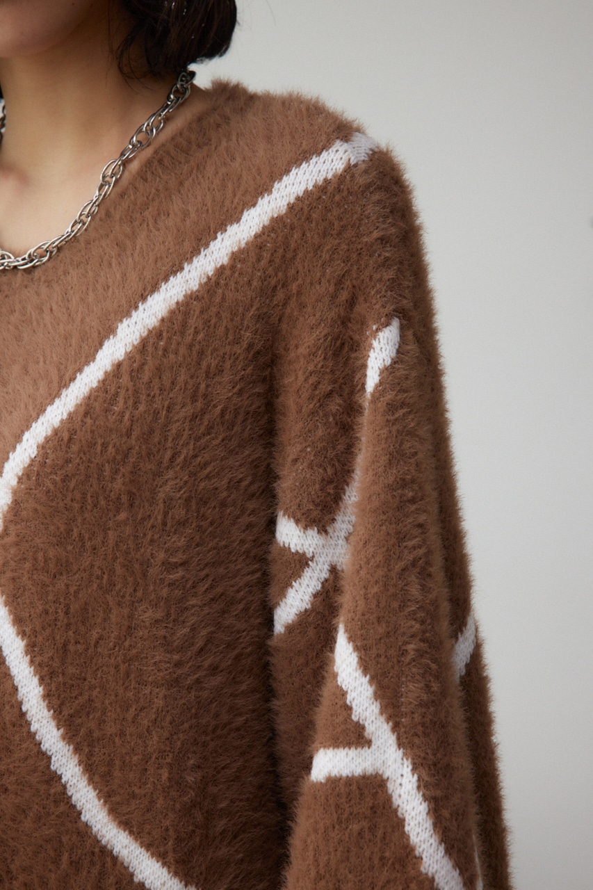 ニュアンスライン柄ニット BRN FREE