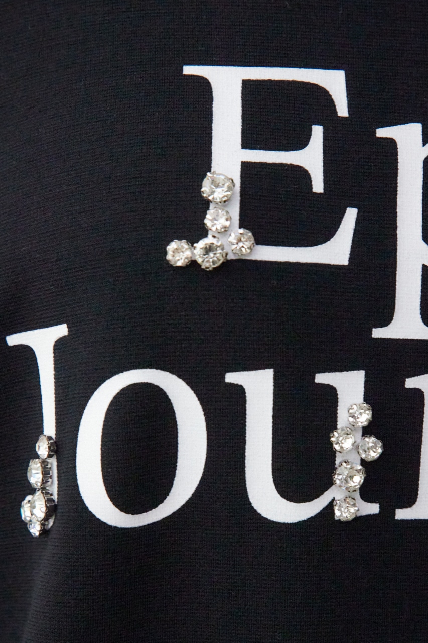 ランダムビジューロゴトップス BLK FREE