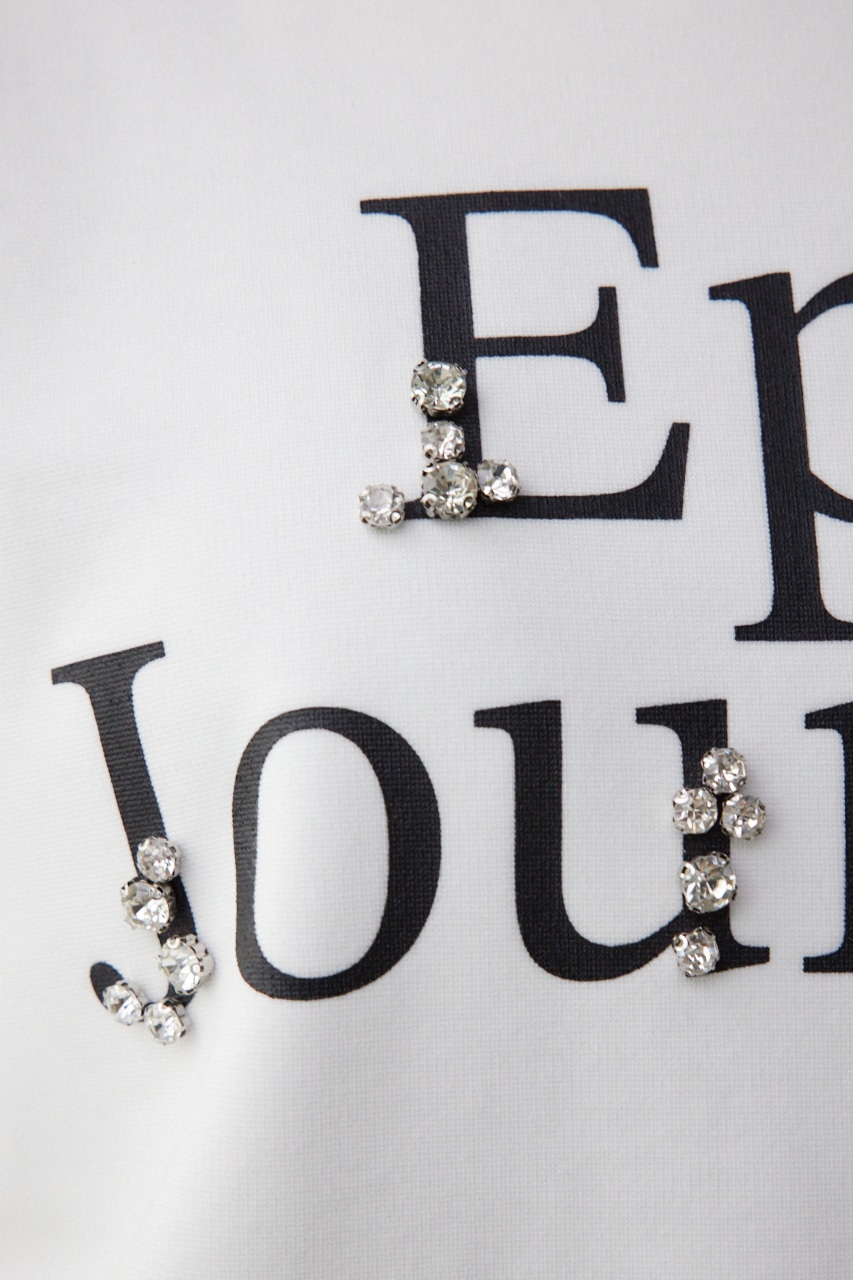 ランダムビジューロゴトップス O/WHT FREE