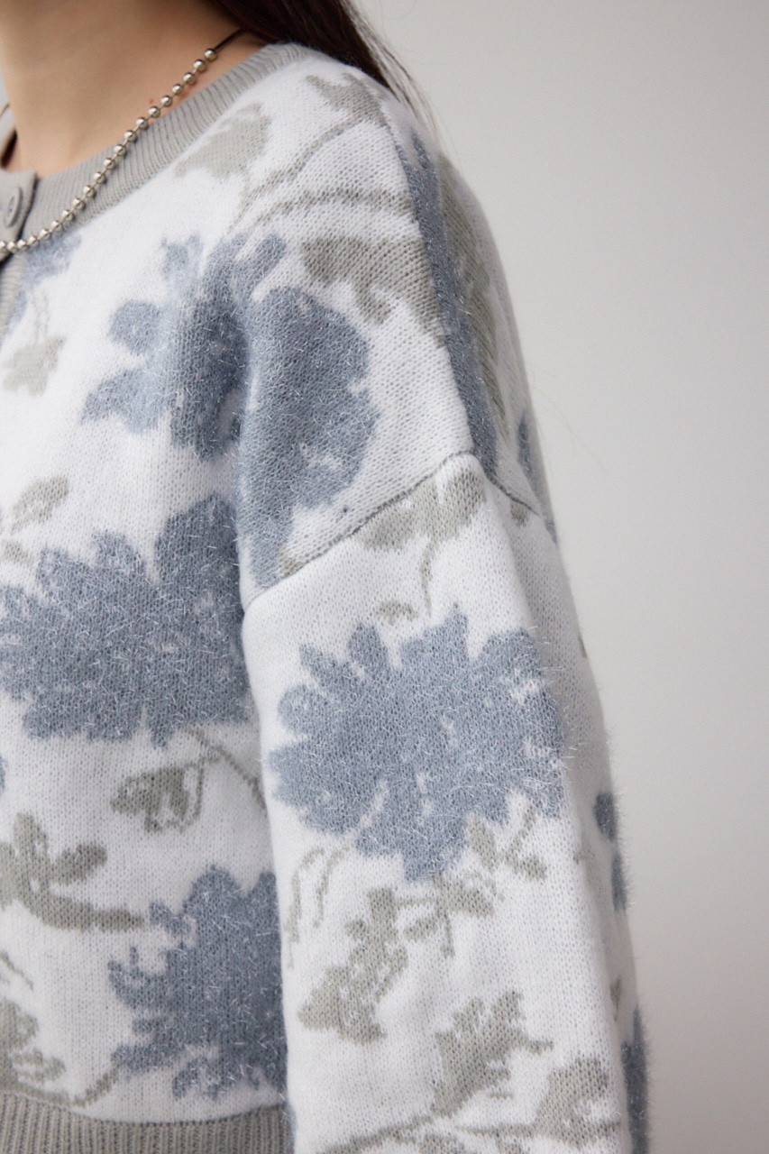 2WAY花柄ジャガードカーディガン 柄GRY FREE