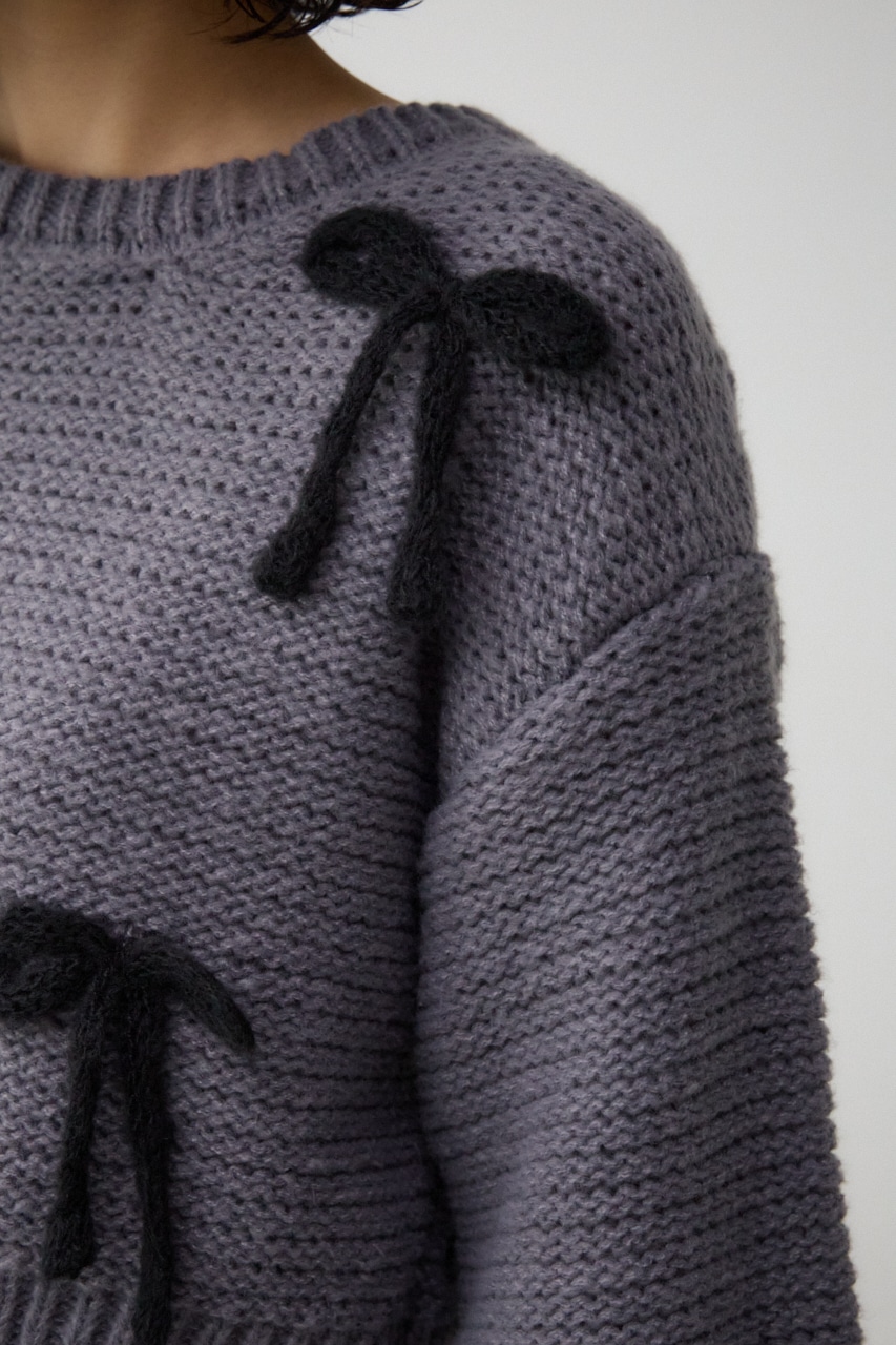 リボンモチーフニット GRY FREE