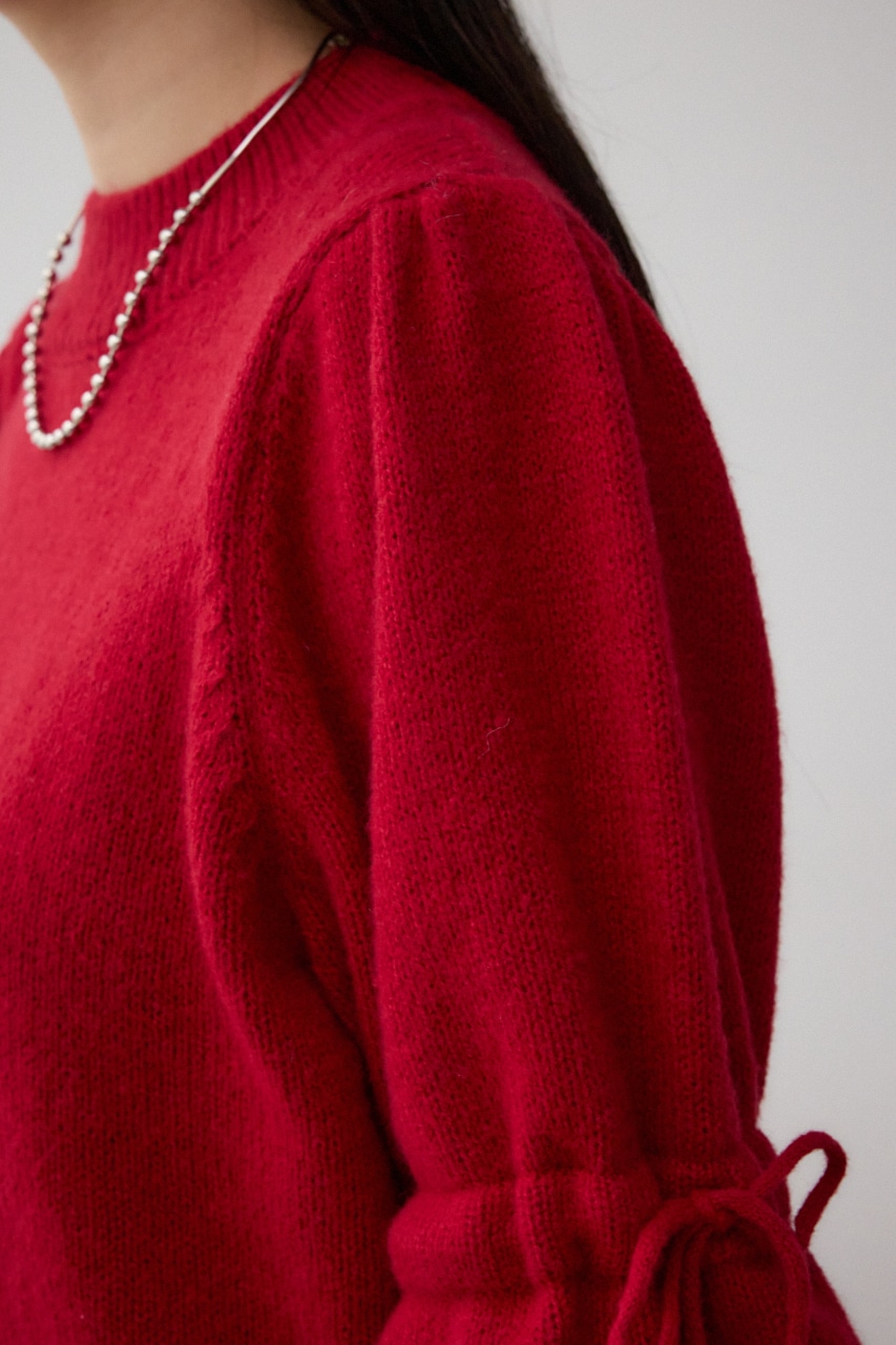 袖リボンデザインニット RED FREE