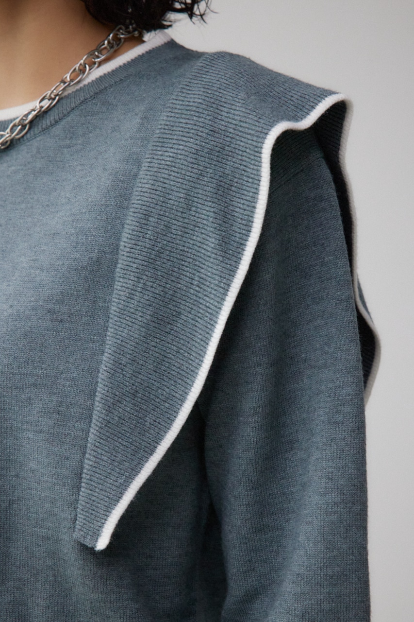 ショルダーデザインフリルニット GRY FREE