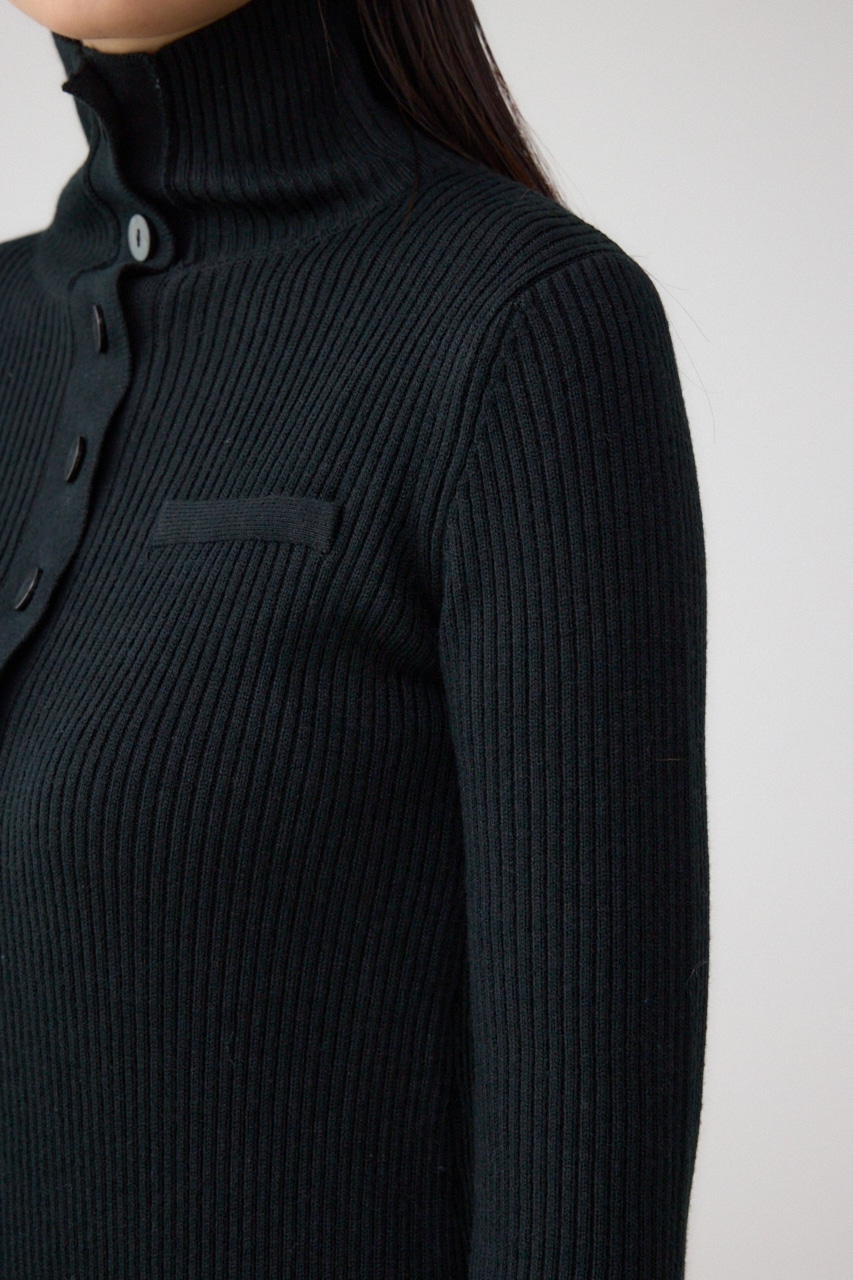 リブニットロングワンピース BLK FREE