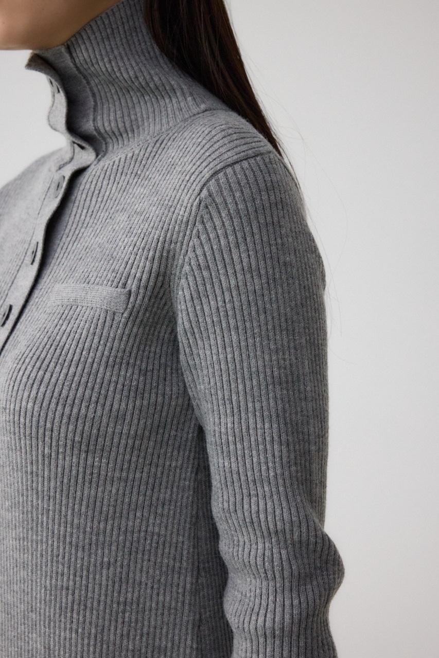 リブニットロングワンピース GRY FREE