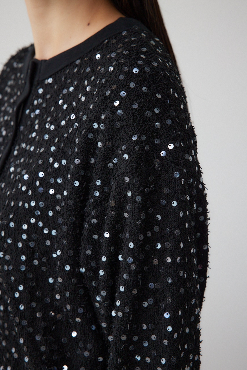 2WAYスパンコールカーディガン BLK FREE