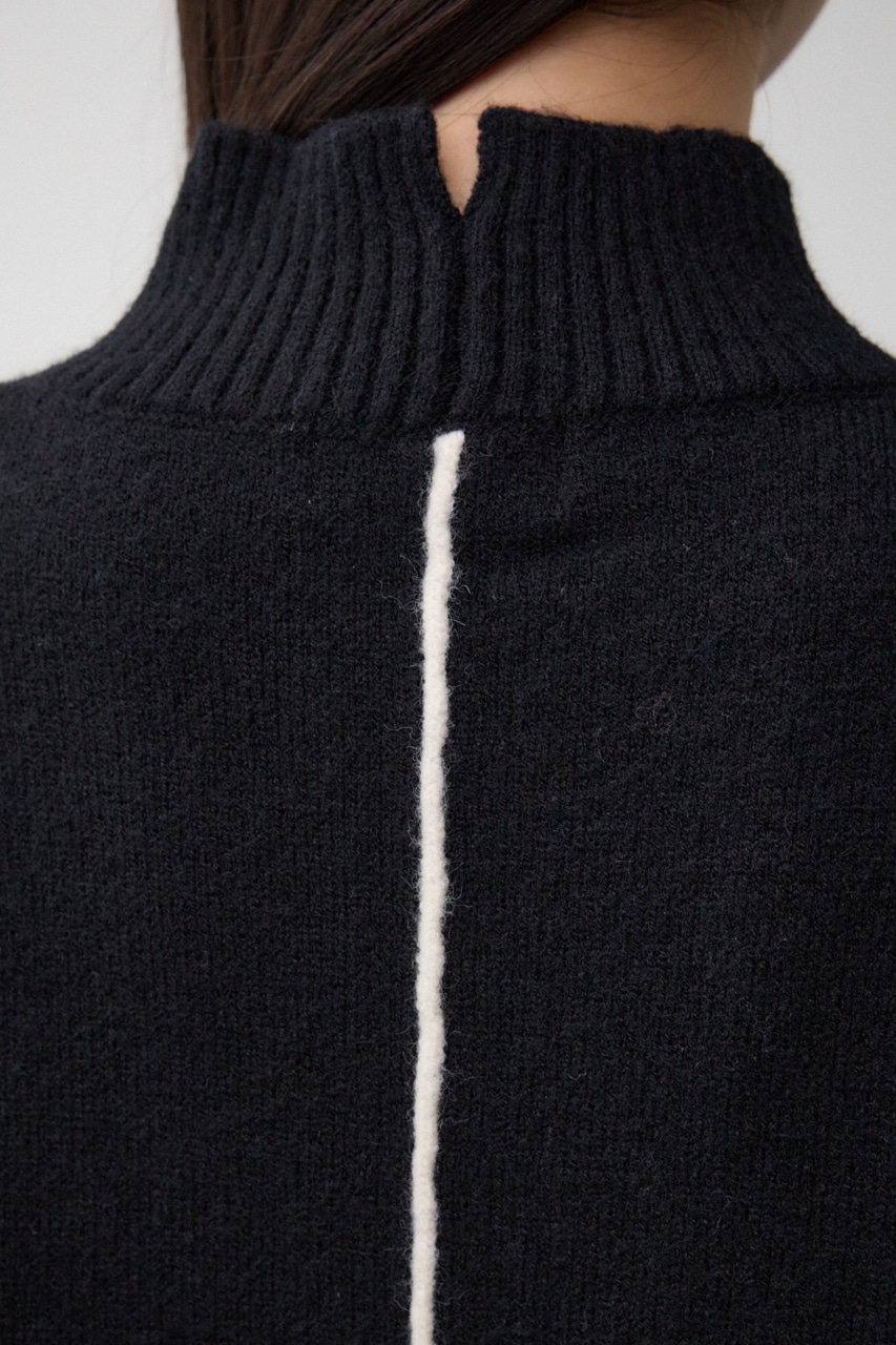 ハイネック配色ニットプルオーバー BLK FREE