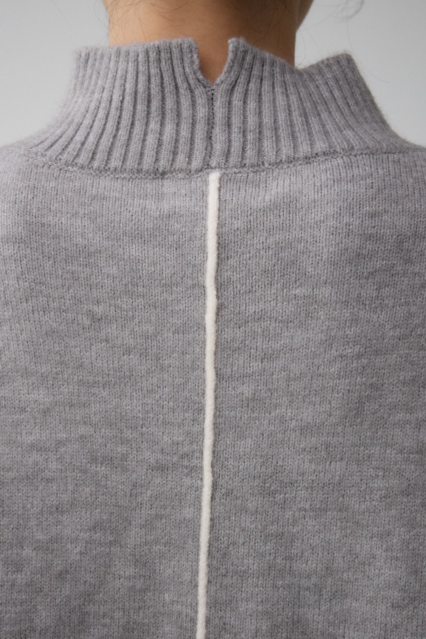 ハイネック配色ニットプルオーバー T.GRY FREE