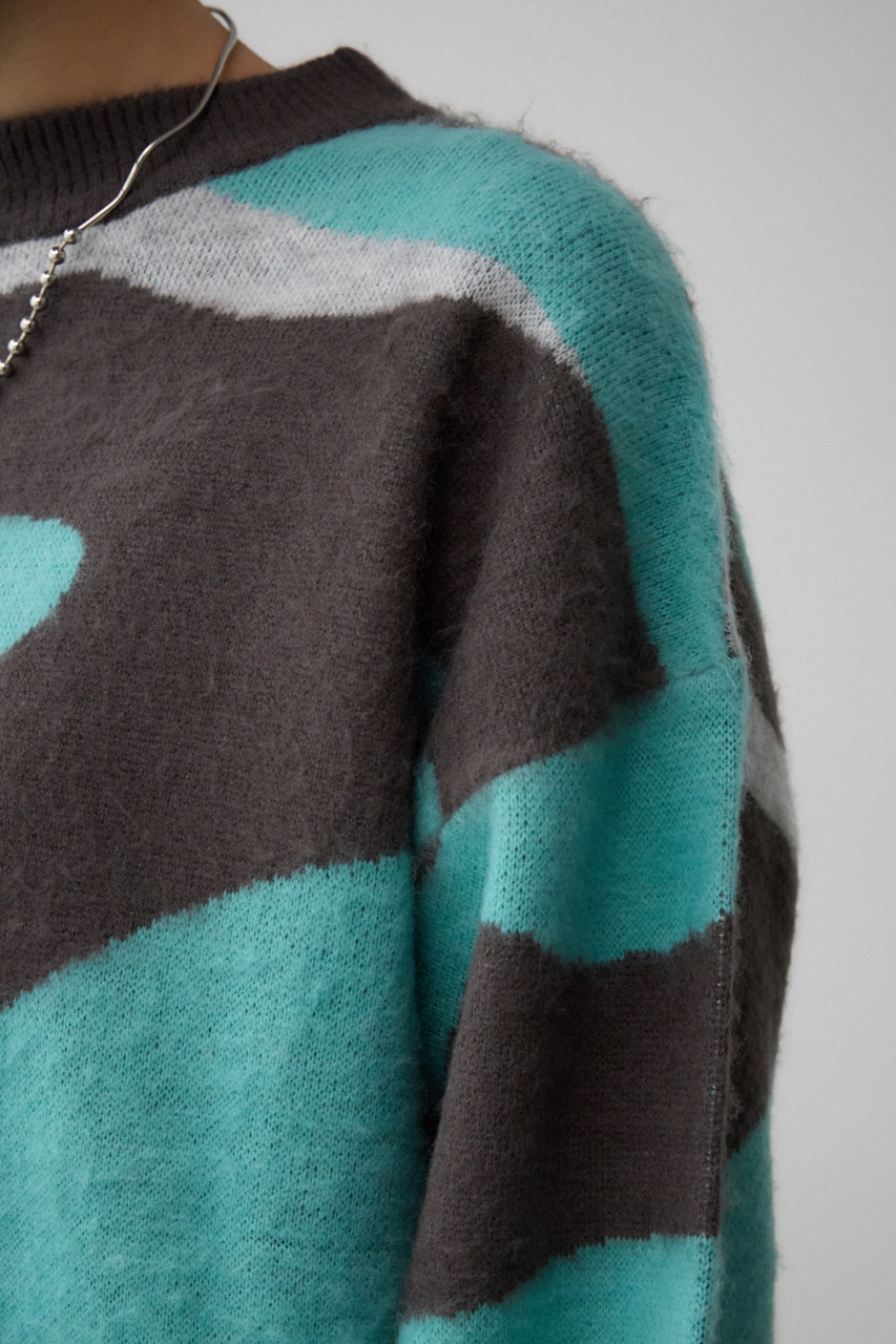 マーブルジャガードニットトップス 柄MINT FREE