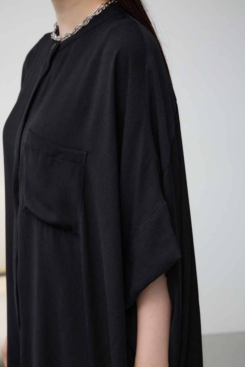 ポンチョ型楊柳シャツ BLK FREE