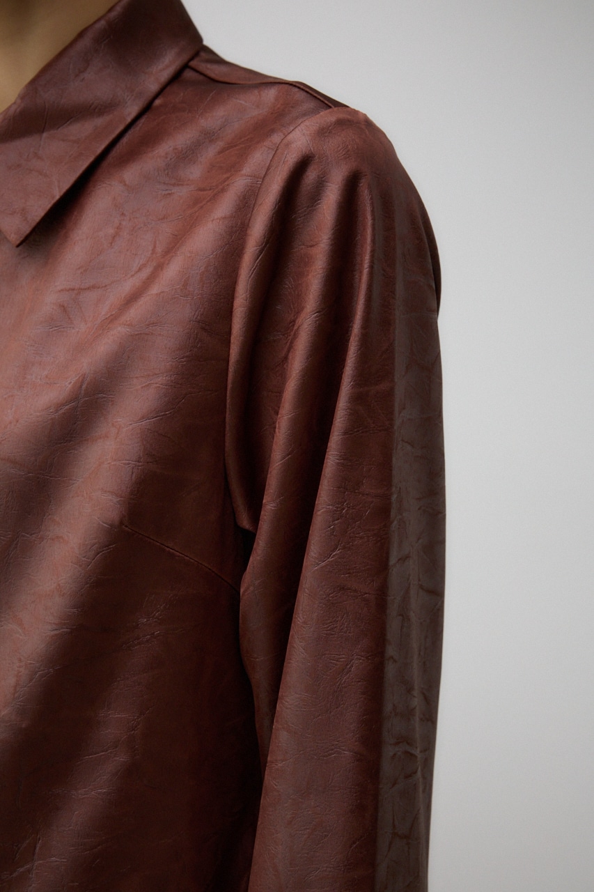 フェイクレザーシャツ D/BRN FREE