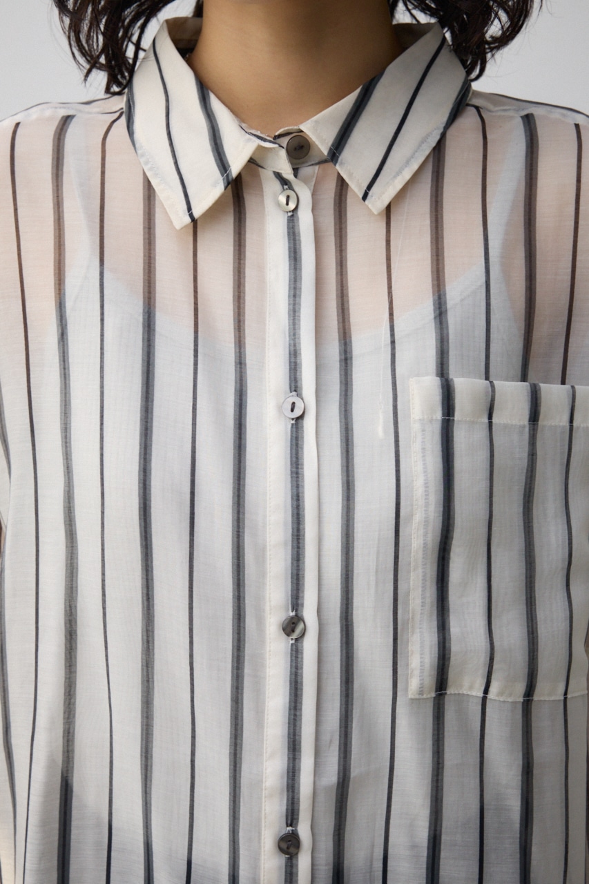 バックスリットシアーオーバーシャツ 柄WHT FREE