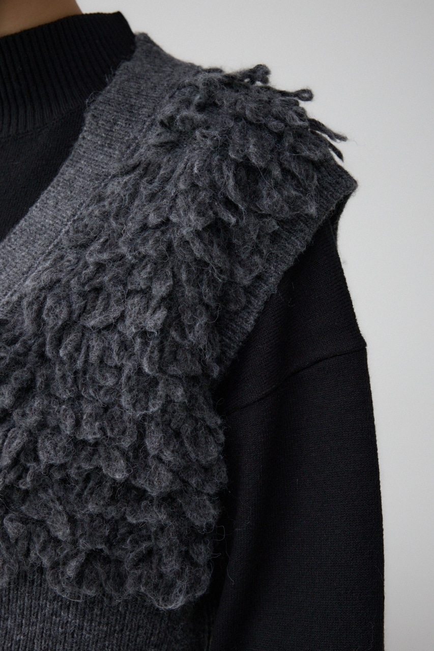 ループヤーンベストレイヤードセットニットワンピース BLK FREE