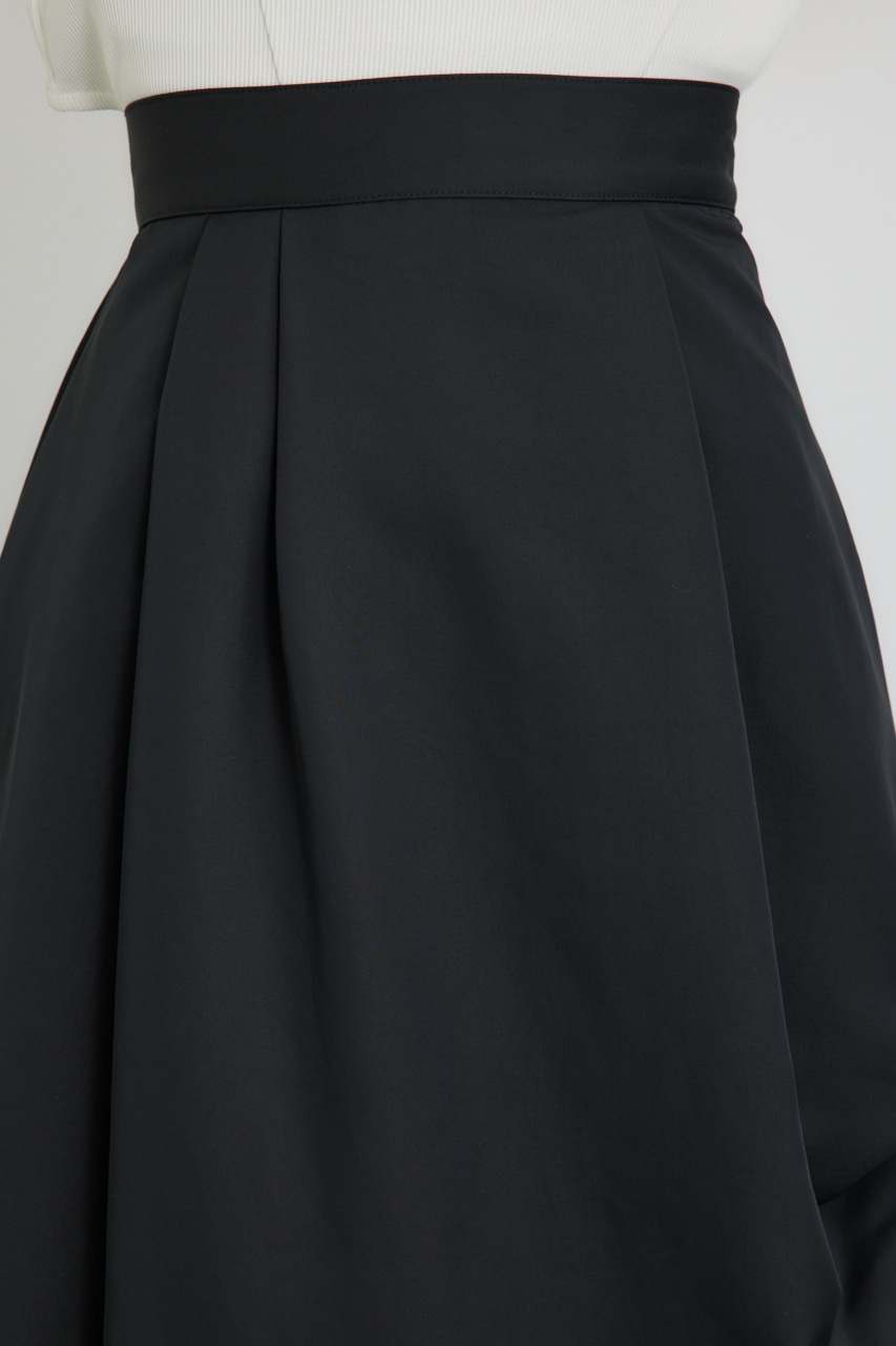 【PLUS】タックギャザーフレアスカート BLK S