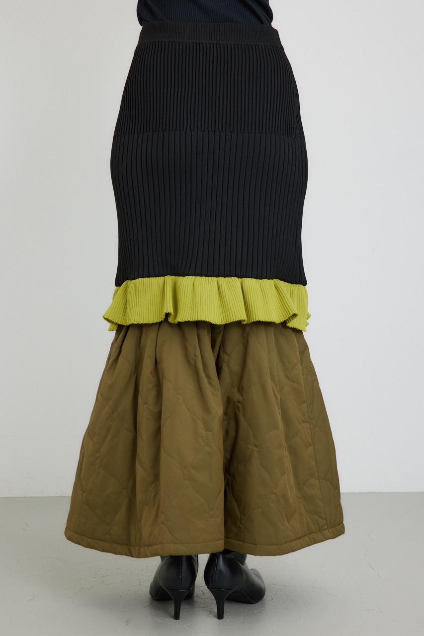 【PLUS】ドッキングキルティングマーメイドスカート BLK M