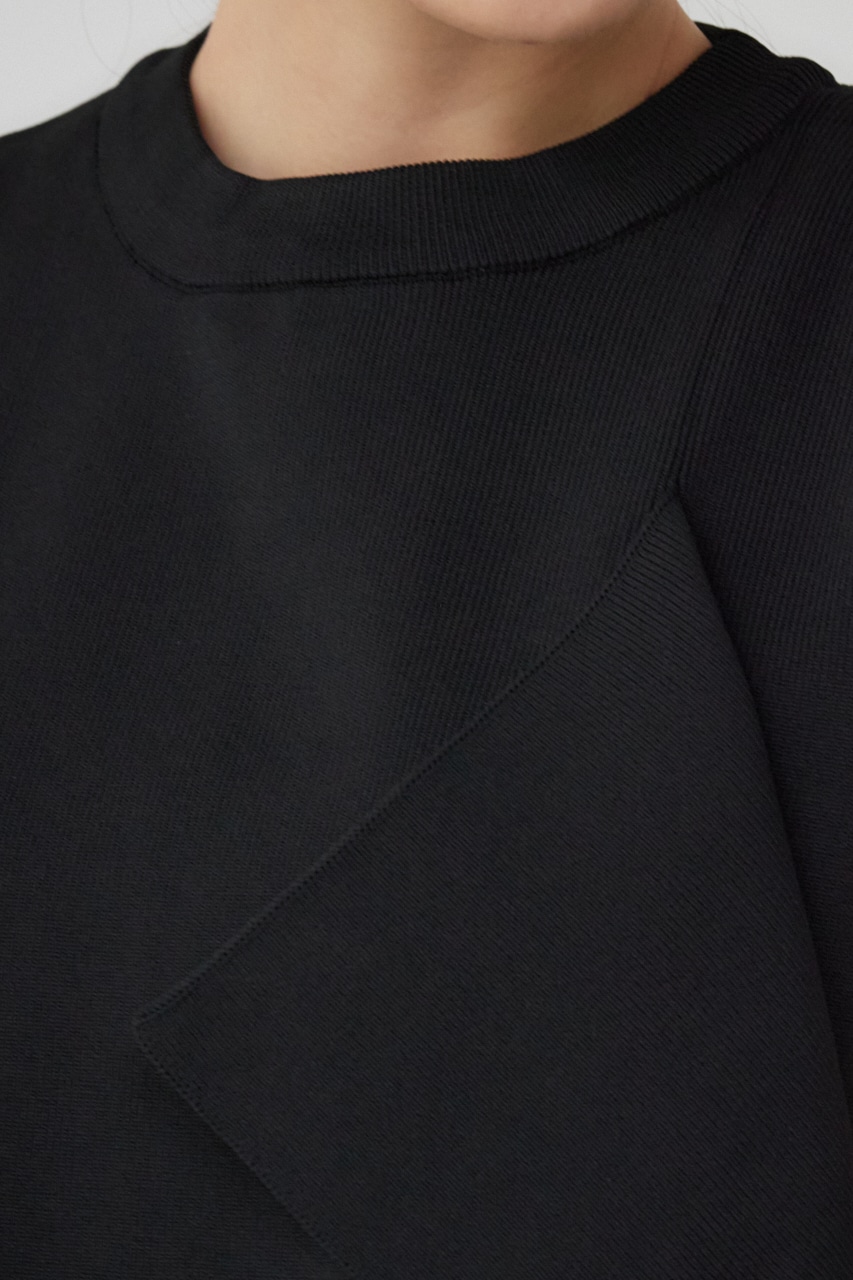 【PLUS】アシンメトリーヘムニットベスト BLK FREE