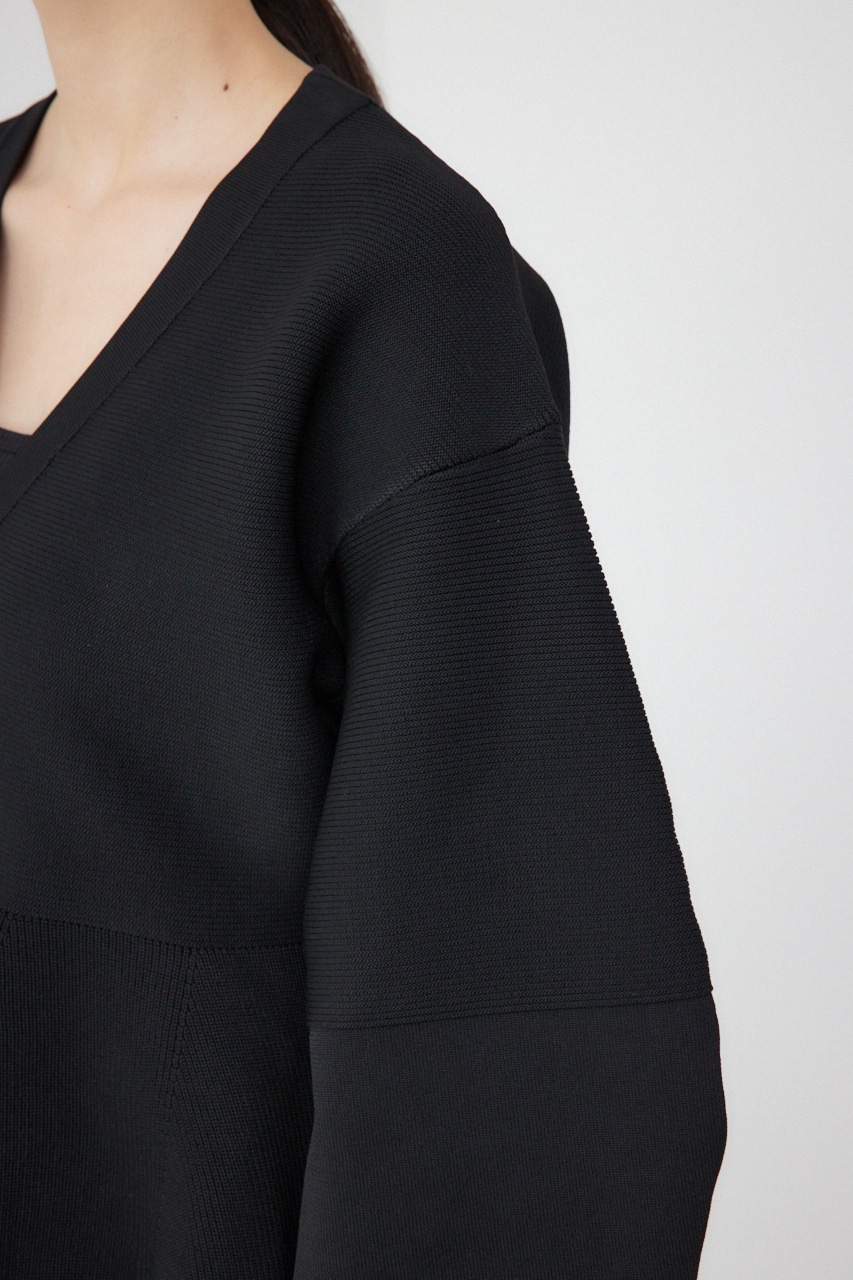 【PLUS】コクーンスリーブペプラムカーディガン BLK FREE