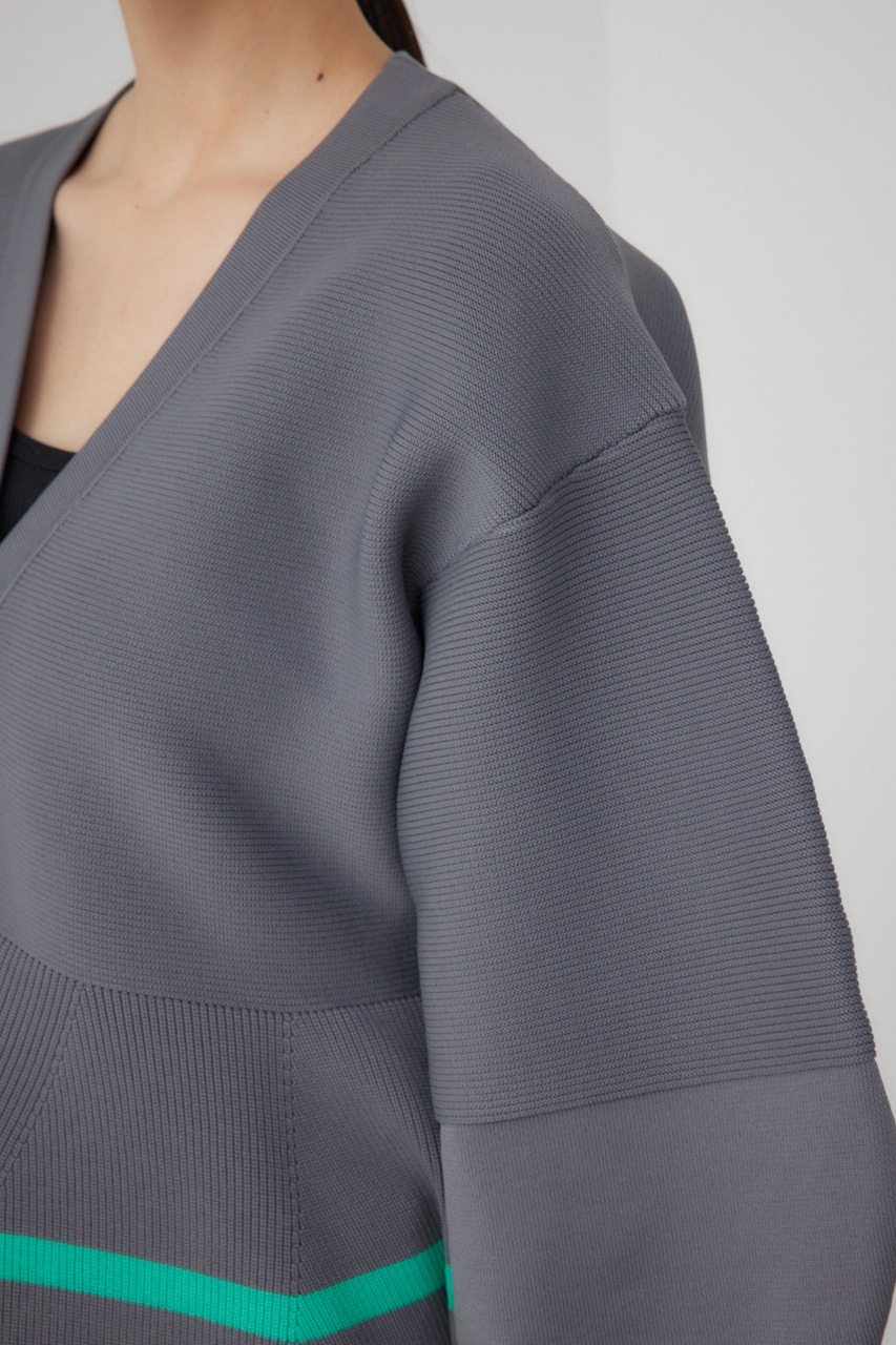 【PLUS】コクーンスリーブペプラムカーディガン GRY FREE