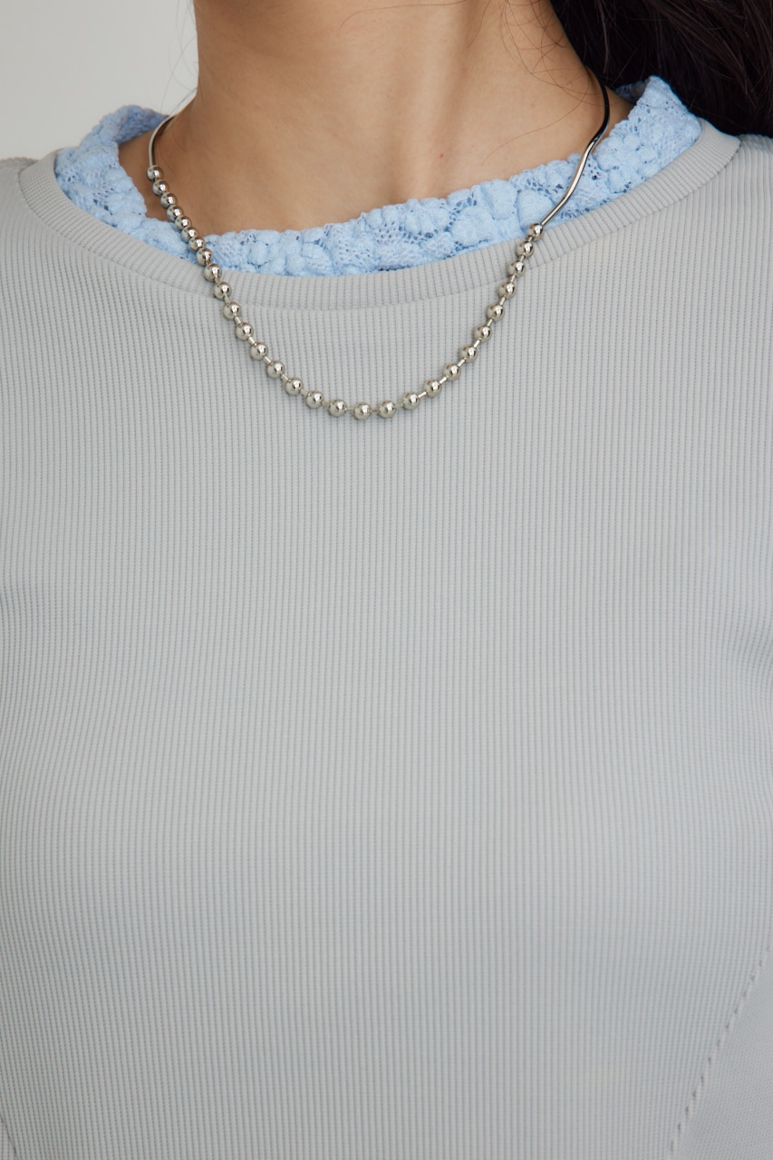 【PLUS】レースドッキングストラップトップス GRY FREE