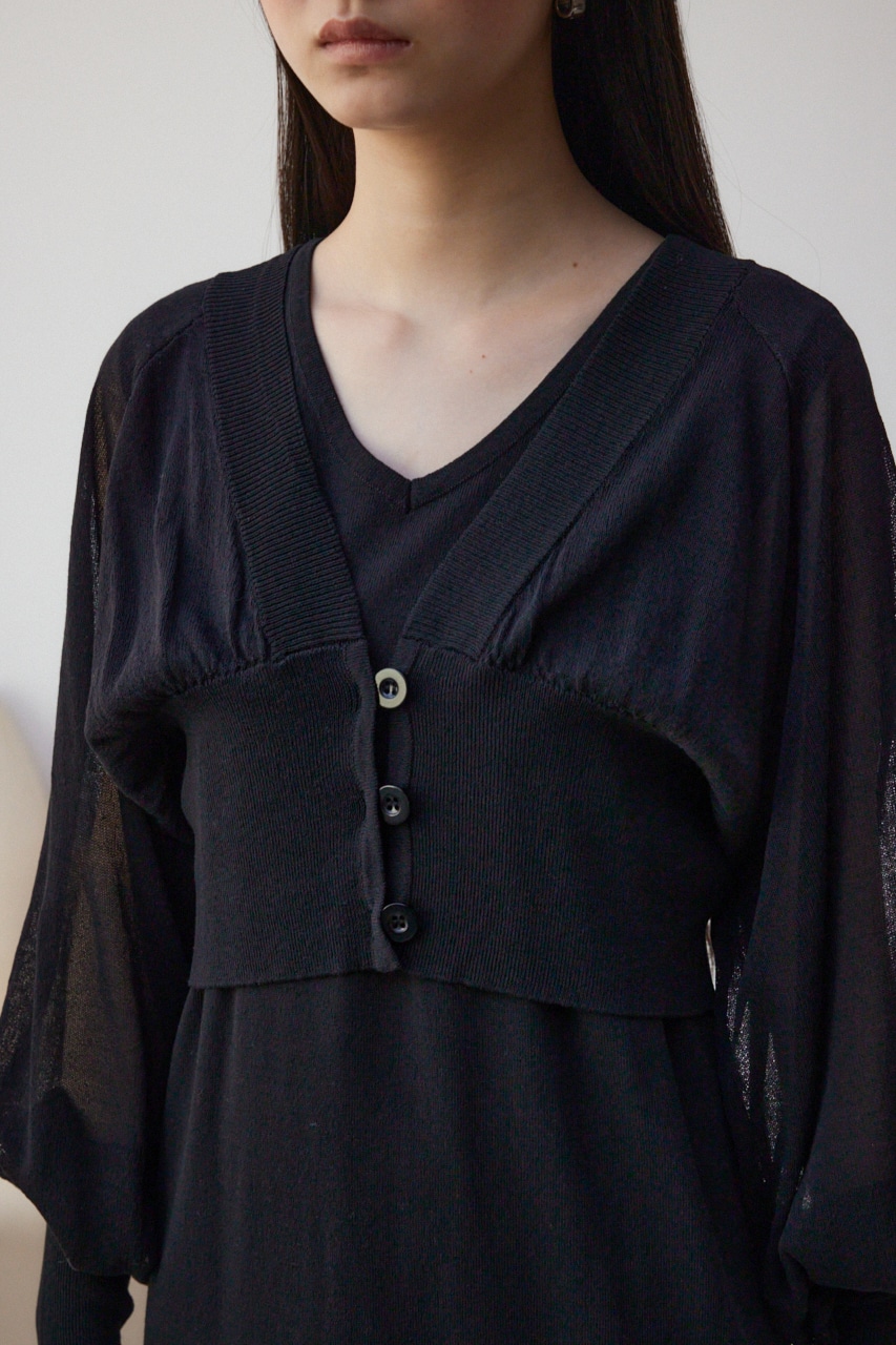 カーデセットニットワンピース BLK M