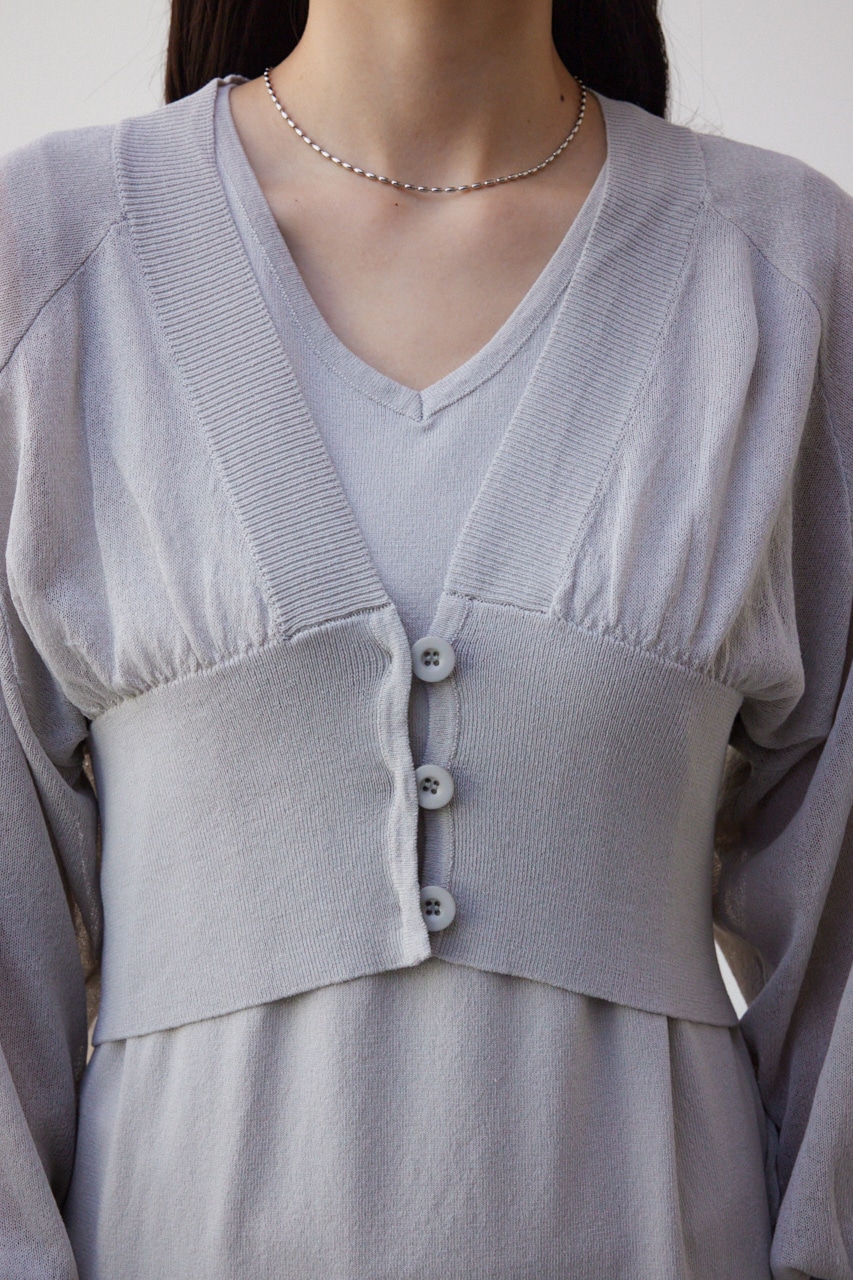 カーデセットニットワンピース L/GRY S
