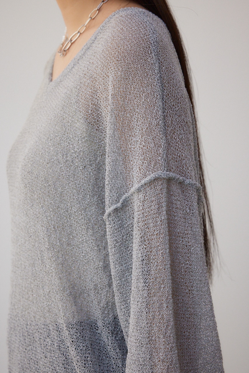 シアーグリッタールーズニット L/GRY FREE