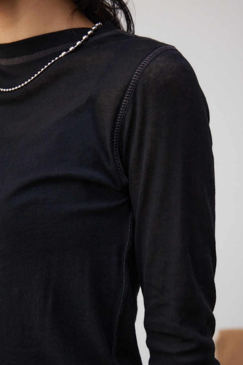 レイヤードカフロングシアートップス BLK FREE