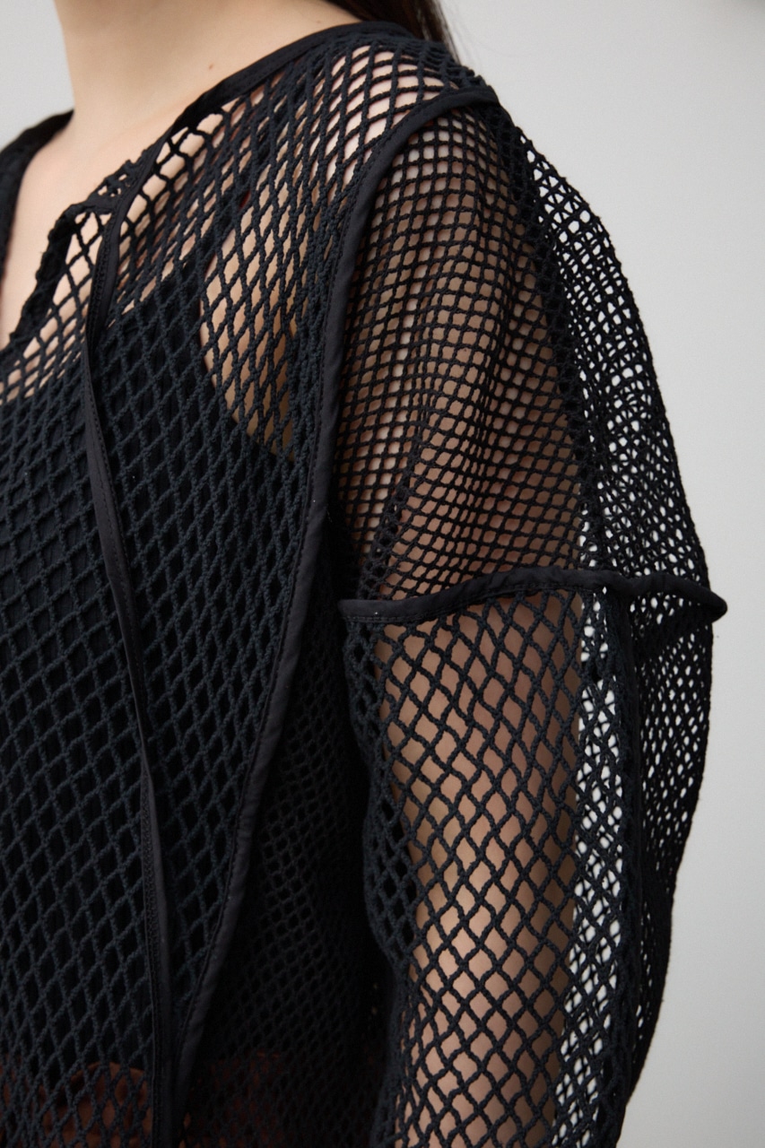 パターンメッシュプルオーバー BLK FREE