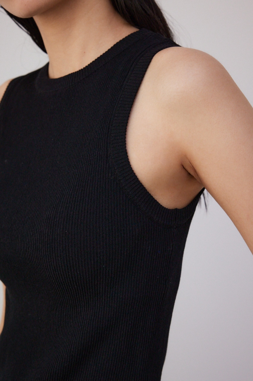 【PLUS】パッド付きニットタンク BLK FREE