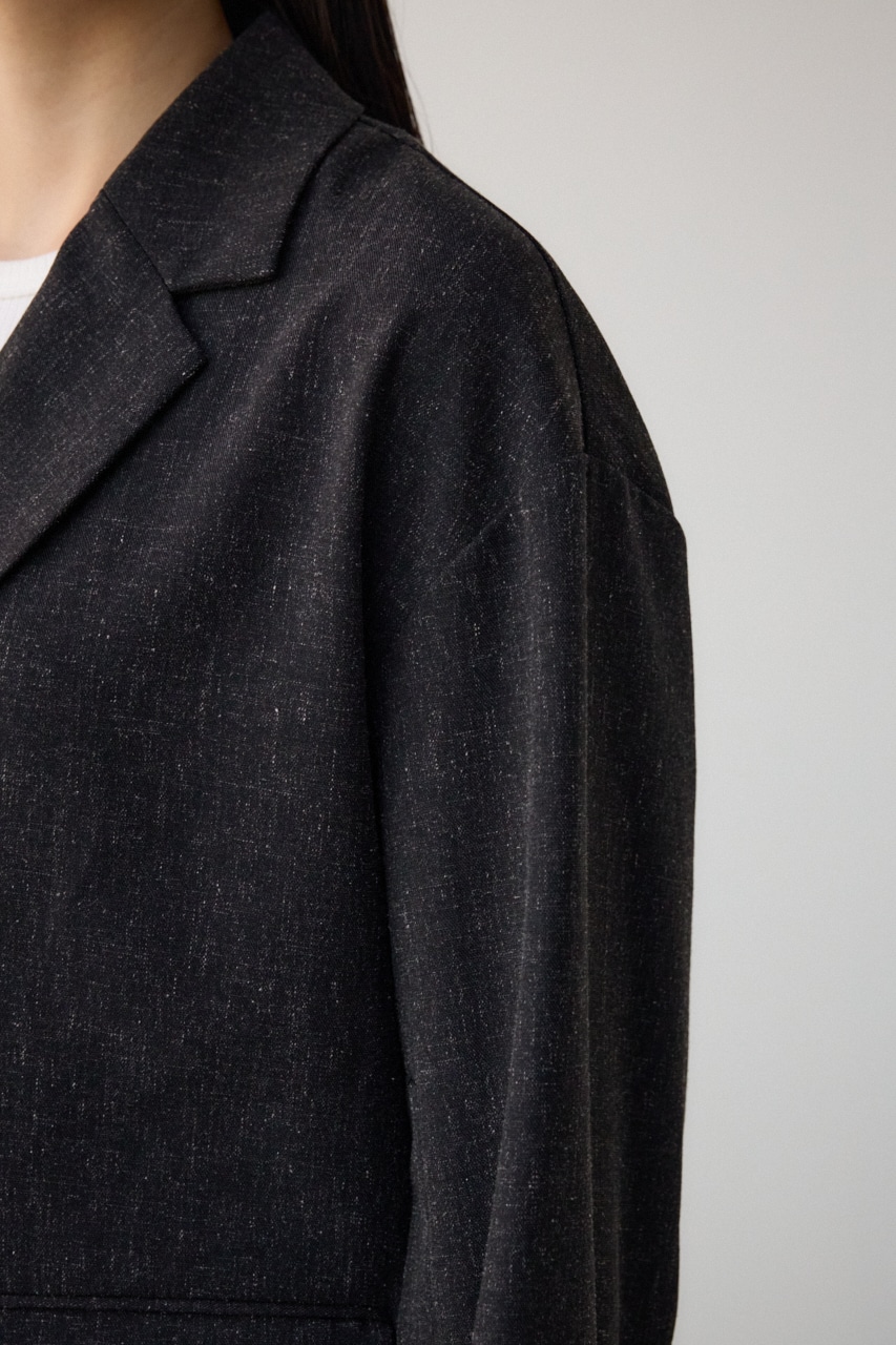 ポリエステルリネンミックスダブルジャケット L/BLK FREE