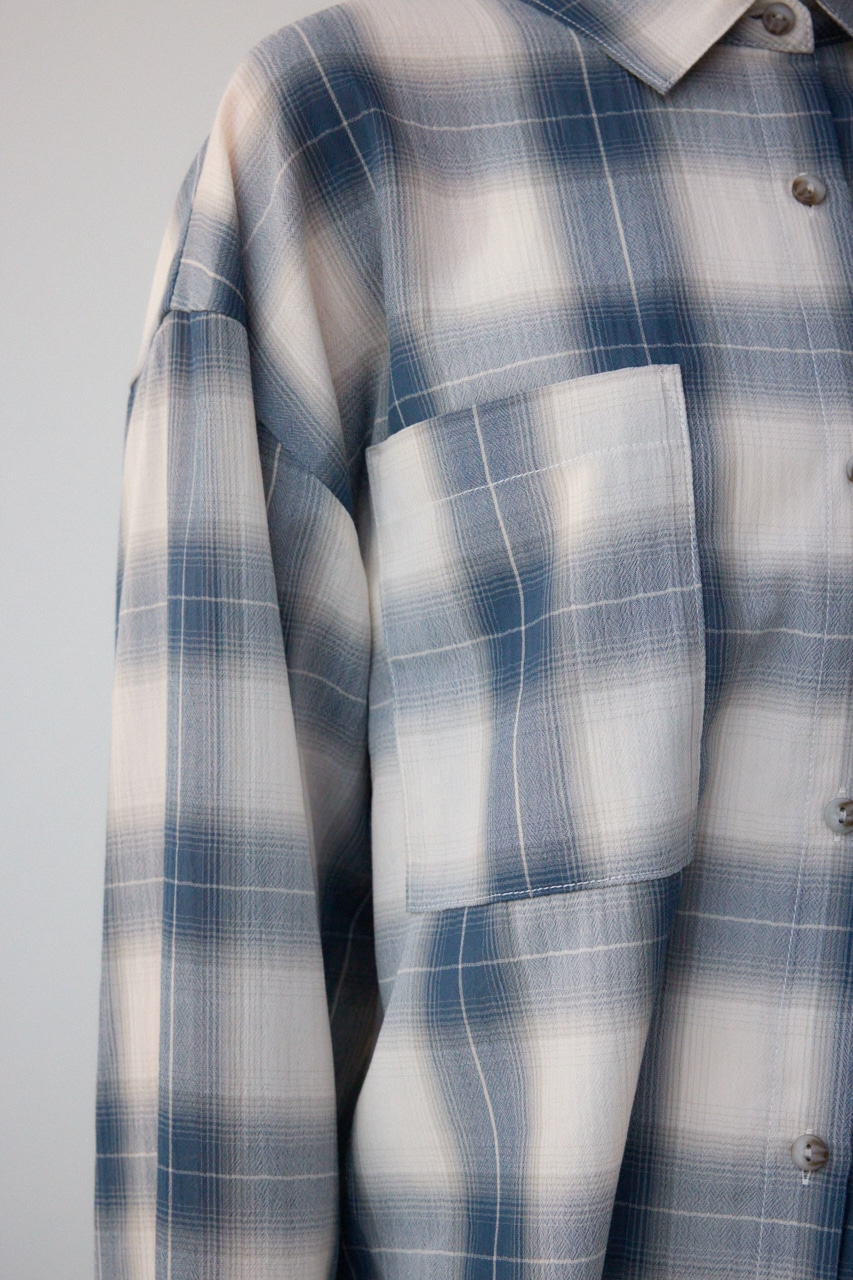 オンブレチェックライトシャツ 柄BLU FREE