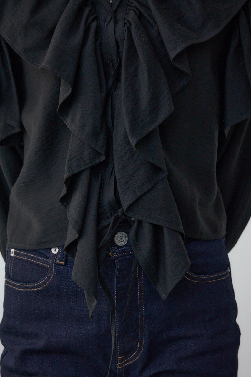 ラッフルフリルブラウス BLK FREE