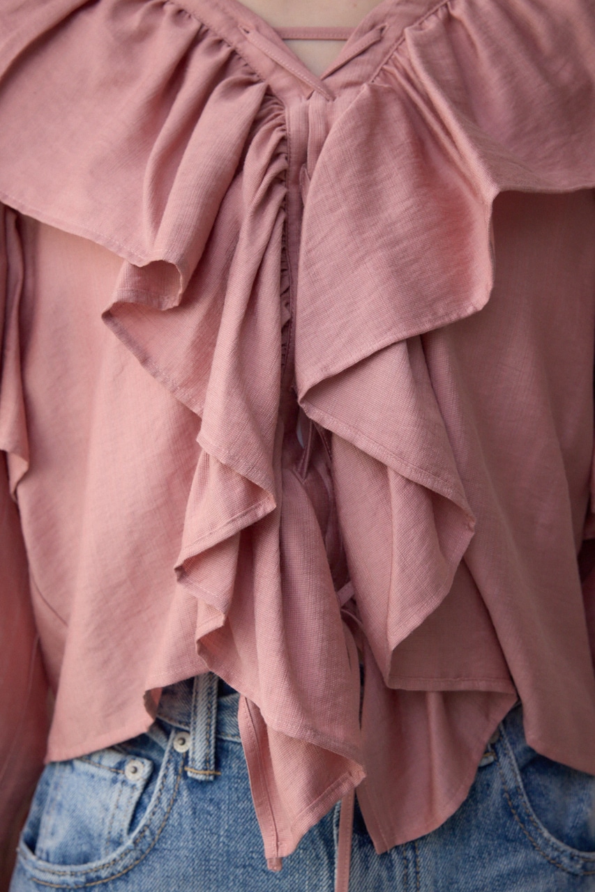ラッフルフリルブラウス PNK FREE