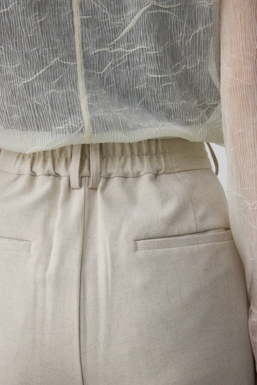 ポリエステルリネンミックスワイドパンツ L/BEG M