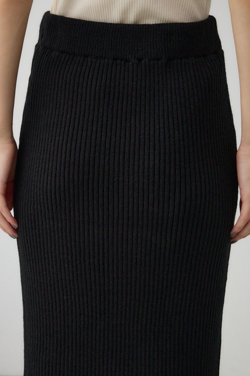 ステッチデザインリブスカート BLK FREE