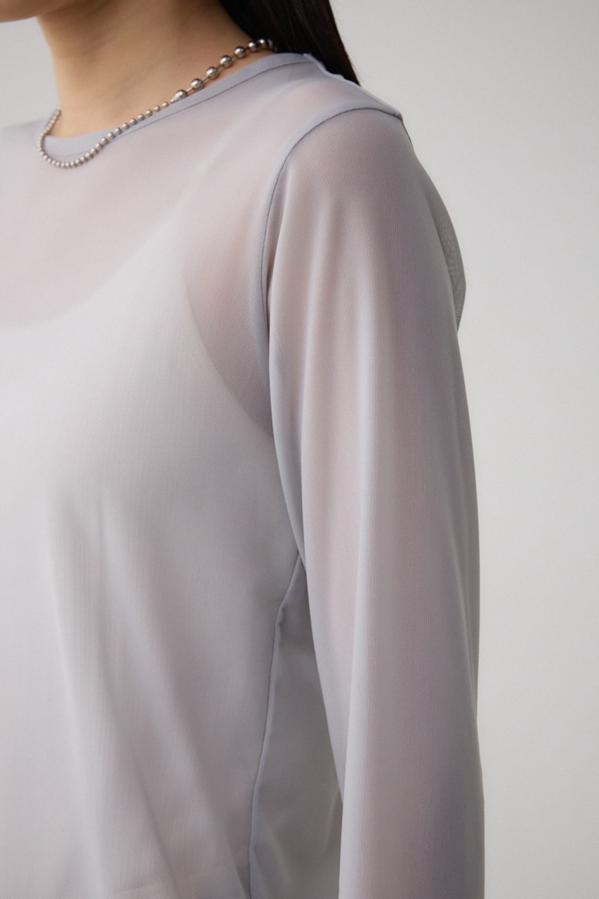 バックスリットシアーロングトップス L/GRY FREE