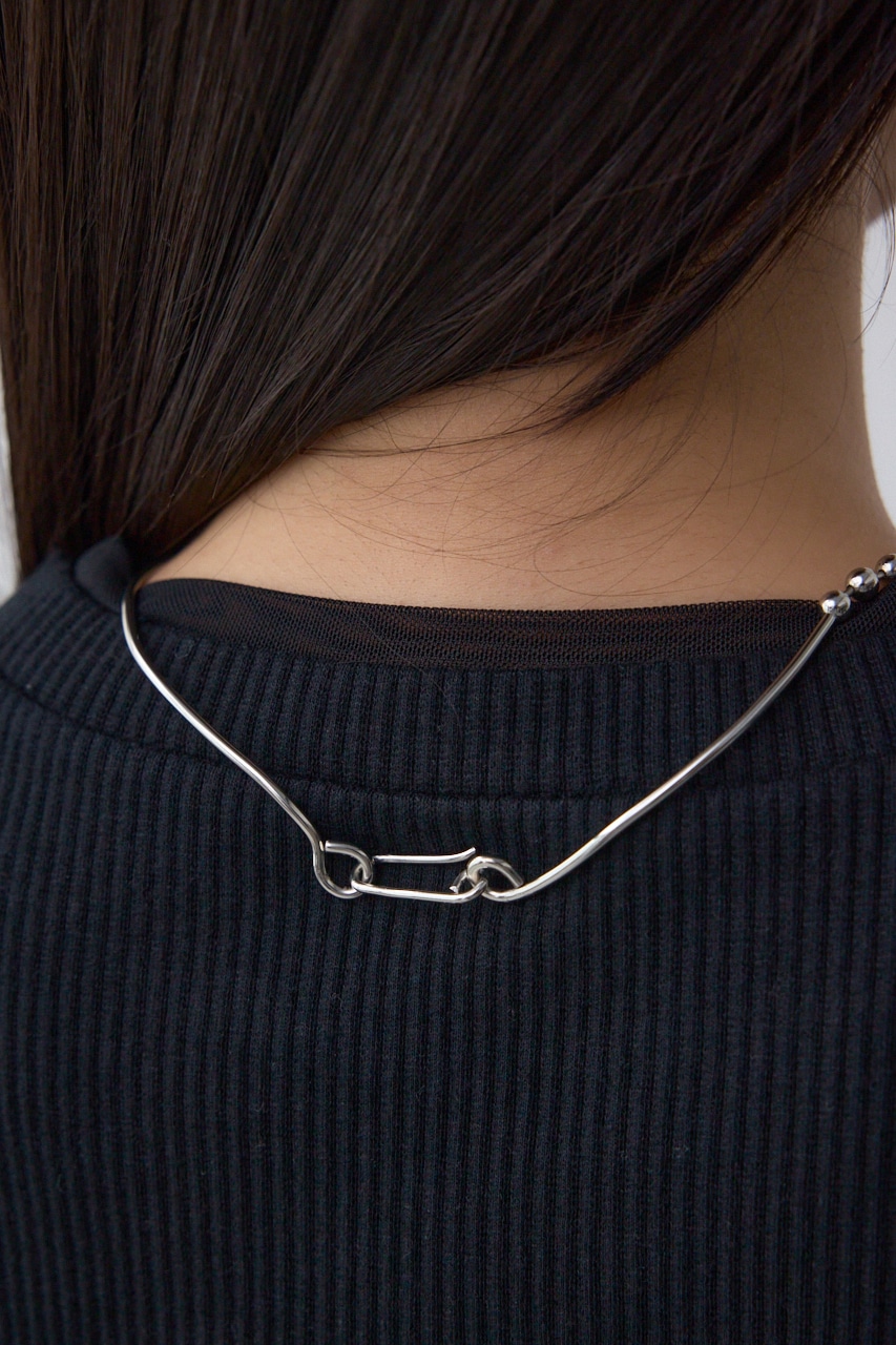 シアーネックリブトップス BLK FREE